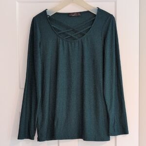 Chic Teal Long Sleeve Women's Blouse